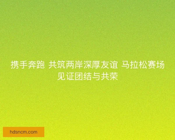 携手奔跑 共筑两岸深厚友谊 马拉松赛场见证团结与共荣